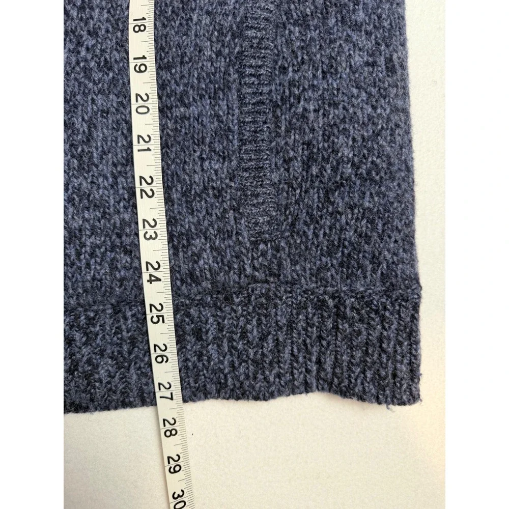 LL Bean Mens Lambswool Full Zip Cardigan Sweater Blue Plaid Lined M Tall 298313